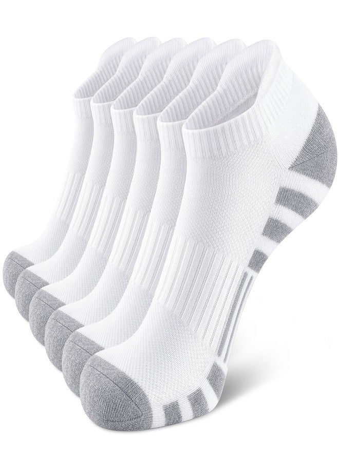 Airacker Athletic Running Ankle Cotton Socks, Low Cut Cushioned Performance Anti-Blister Tab Sports Socks for Men Women 6 Pairs - Image 1